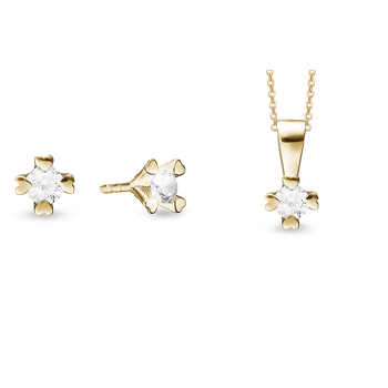 14 kt guld smykkesæt, Mary serien by Aagaard med ialt 1,20 ct labgrown diamanter